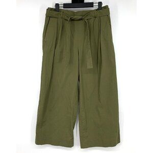 J.Crew Pants 10 TALL Green Wide Leg Cropped Pull On Cotton Blend